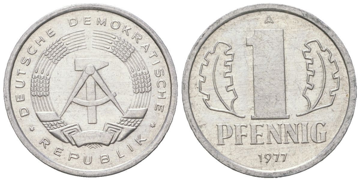 ГДР 1 пфенниг 1977 A KM 8.2 алюминий 201-359
