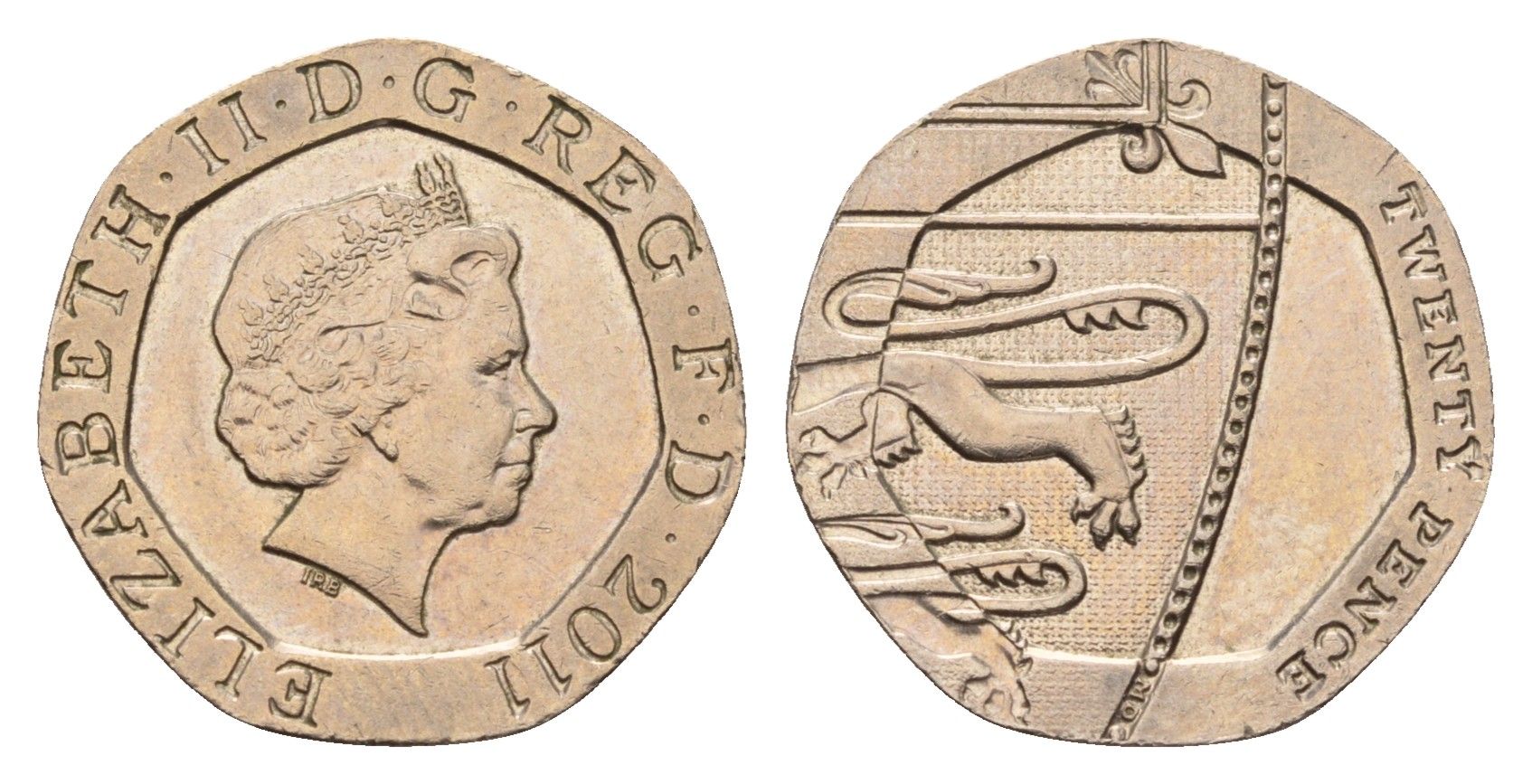 Великобритания 20 пенсов 2011 Елизавета II (1952-2022) KM 1111, Spink 4631 (G4) медно-никель 4674-1026