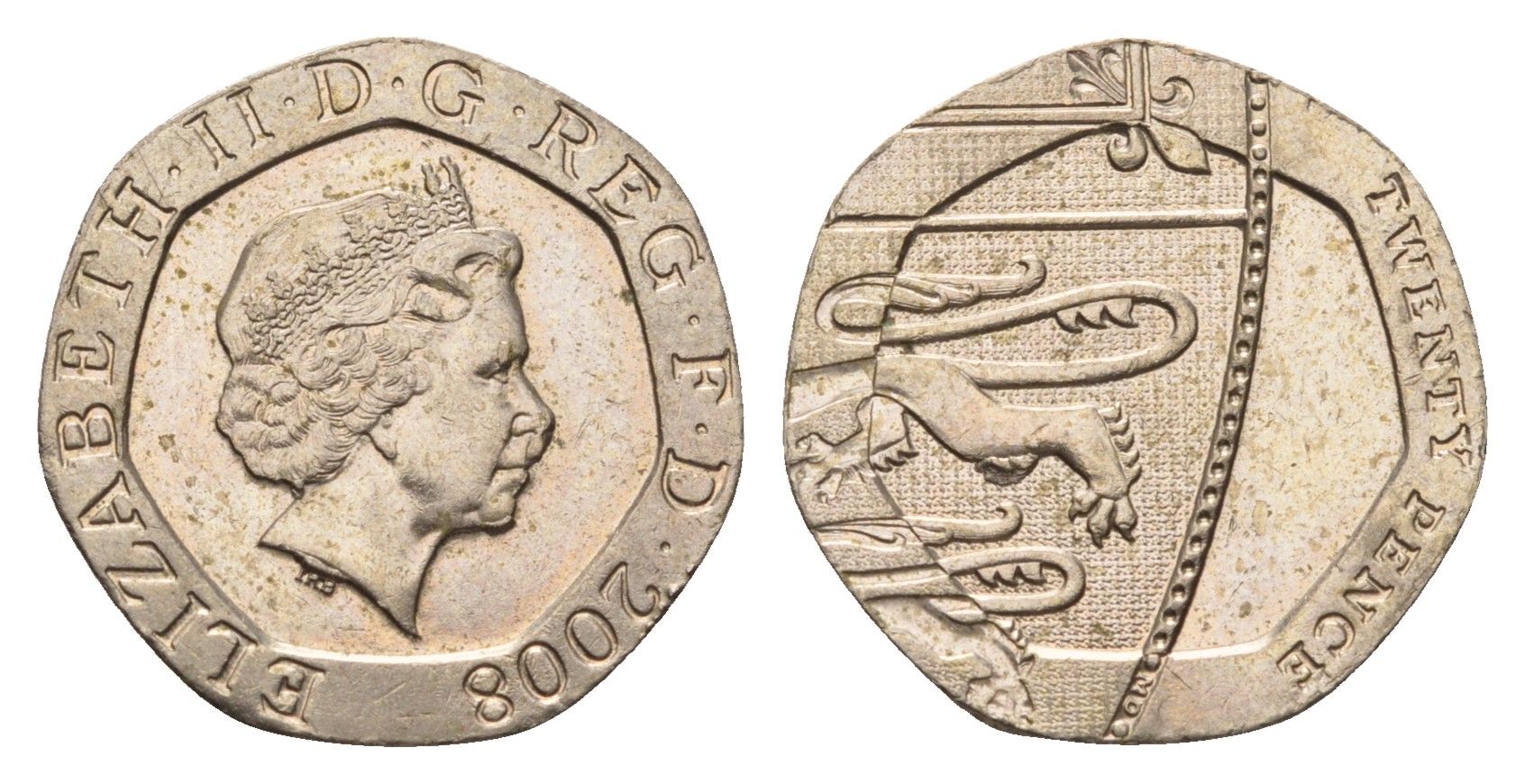 Великобритания 20 пенсов 2008 Елизавета II (1952-2022) KM 1111 медно-никель 4696-859