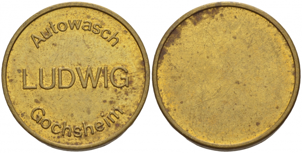 ГЕРМАНИЯ ЖЕТОН НА АВТОМАТИЧЕСКУЮ МОЙКУ АВТОМОБИЛЯ ГОРОД ГОКСХАЙМ, БАВАРИЯ, МОЙКА LUDWIC латунь 4544-834