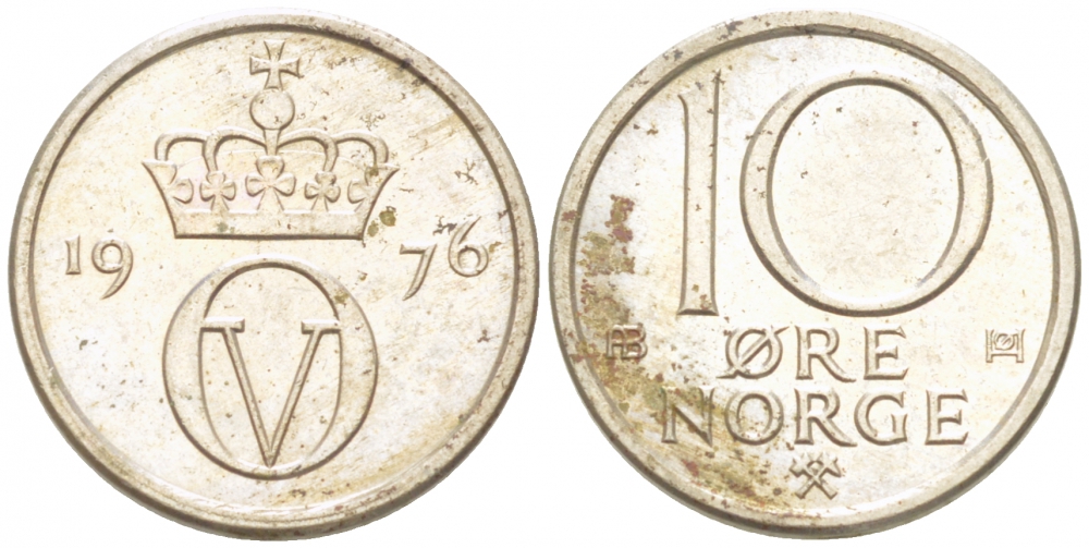 НОРВЕГИЯ 10 ЭРЕ 1976 КМ 416 медно-никель 3955-238