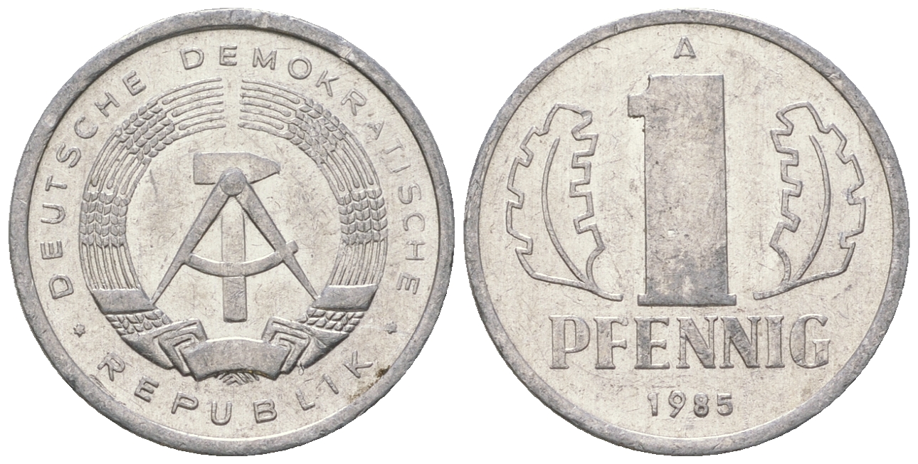 ГДР 1 пфенниг 1985 А KM 8.2 алюминий 4651-138