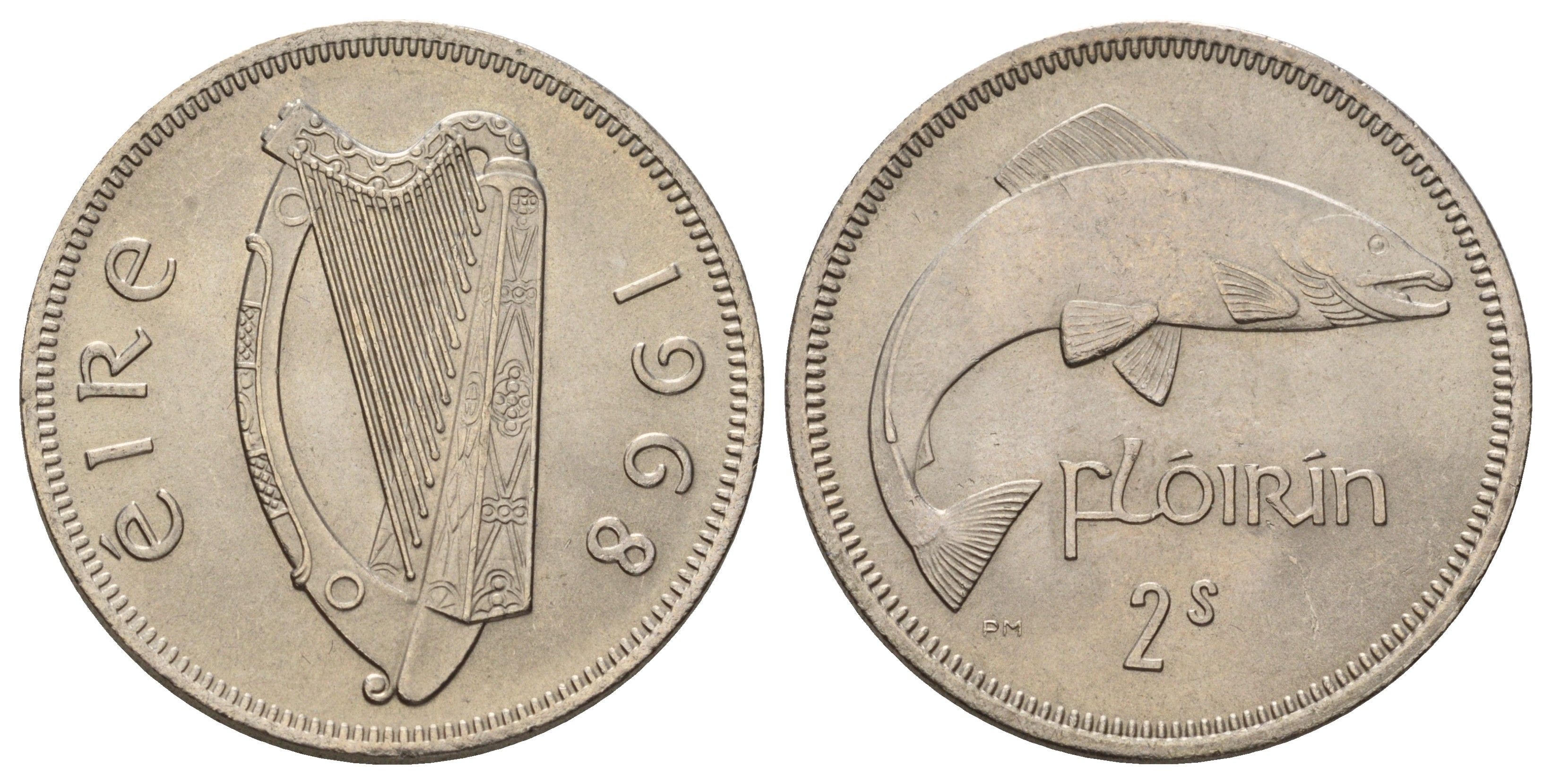 Ирландия 2 шиллинга (флорин) 1968 лосось KM 15a медно-никель UNC 4521-1026