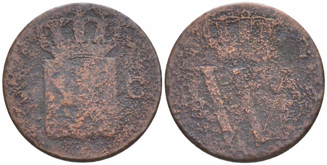 Нидерланды 1/2 цента 1851 Виллем III (1849-1890) KM 90 медь 73-1744