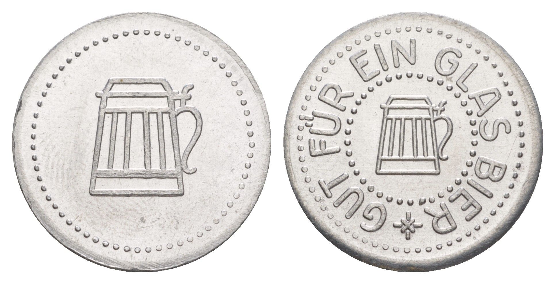 Германия жетон в 1 "стакан пива" ND диаметр 24 мм, вес 1,1 гр алюминий UNC 4638-834