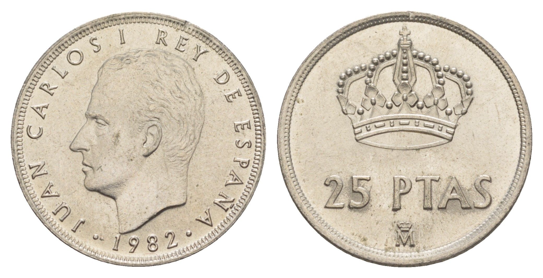 Испания 25 песет 1982 M, Хуан Карлос I (1975-2014) KM 824 медно-никель UNC 4616-933