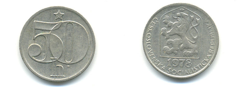 ЧЕХОСЛОВАКИЯ 50 ГЕЛЛЕРОВ 1978 СОЦИАЛИСТИЧЕСКАЯ РЕСПУБЛИКА KM 89 медно-никель 89-1831