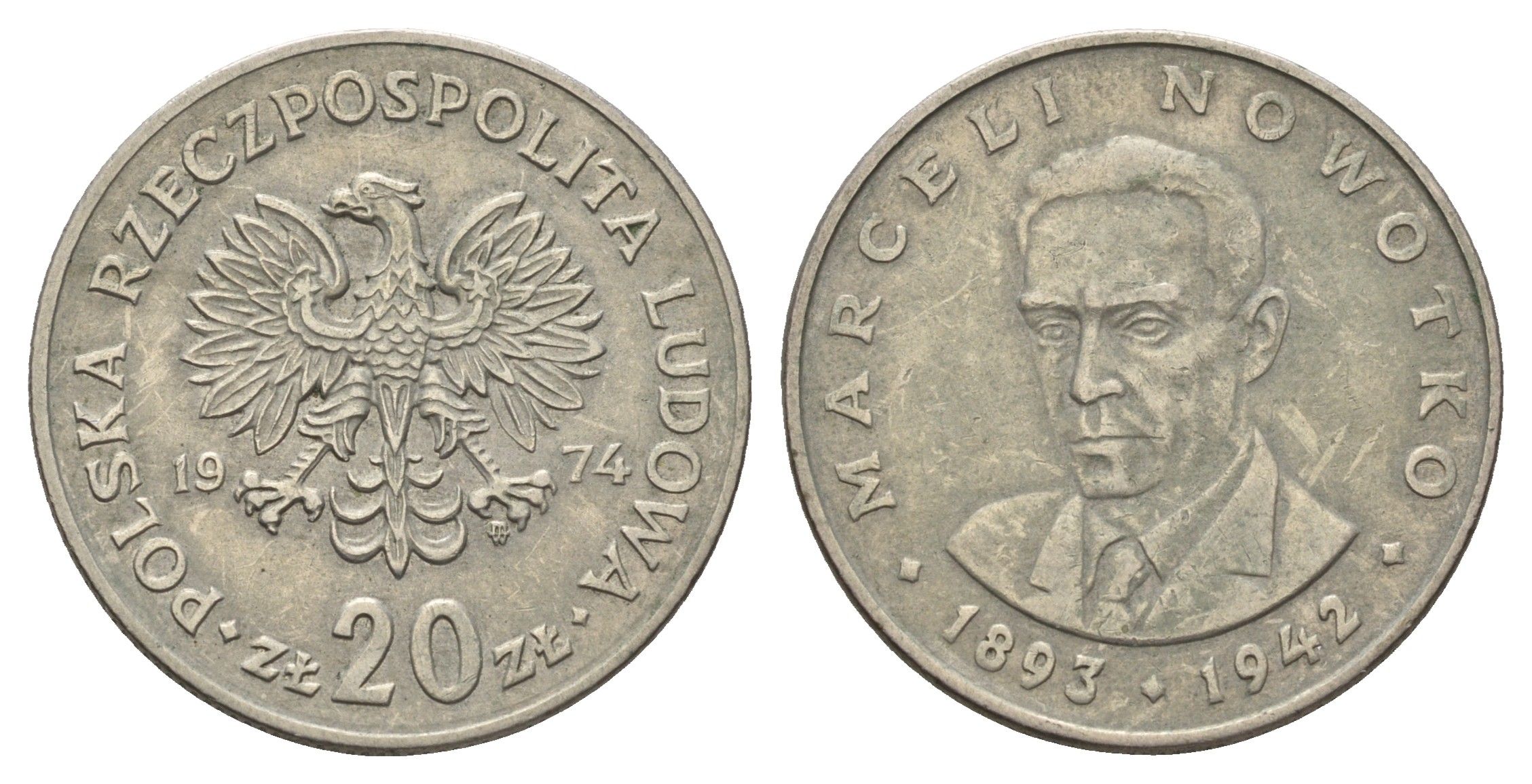 Польша 20 злотых 1974 MW, Марцелий Новотко Y 69 медно-никель 4531-743