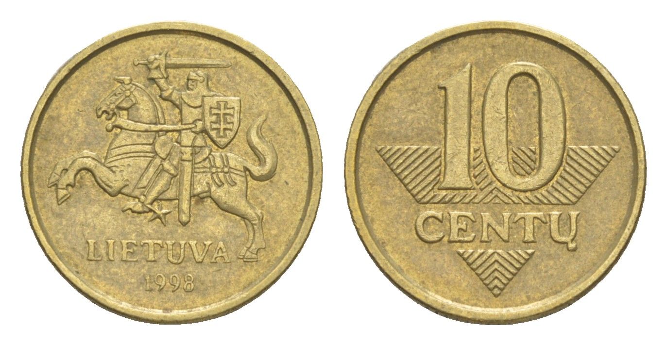 Литва 10 центов 1998 KM 106 никель латунь 4115-744