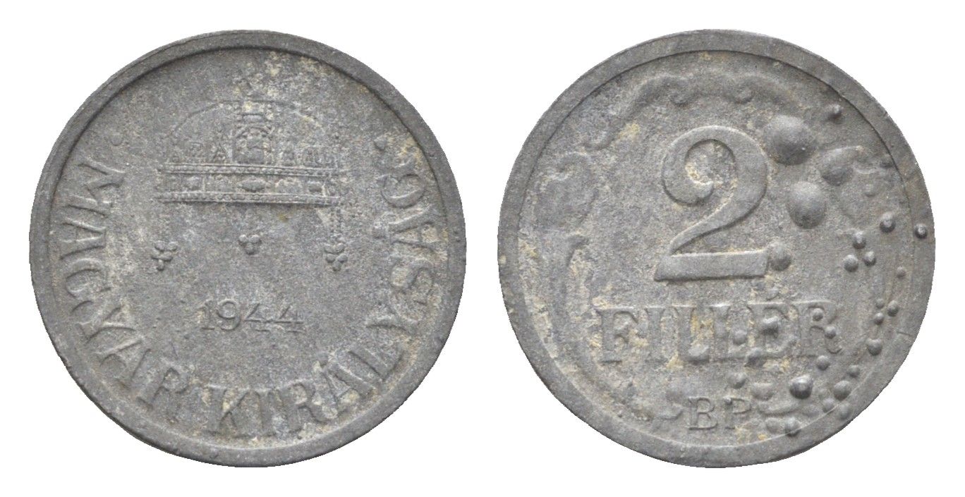 Венгрия 2 филлера 1944 BP KM 519 цинк 4665-564