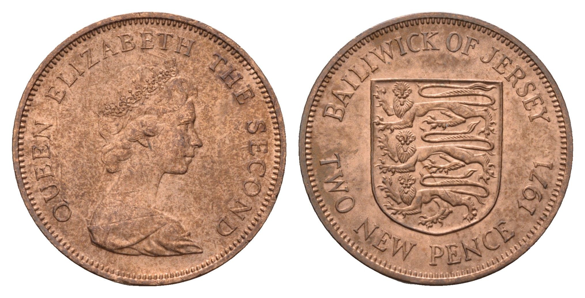Джерси 2 пенса 1971 Елизавета II (1952-2022) KM 31 бронза 4118-151