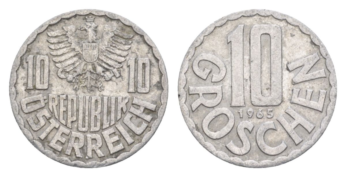 Австрия 10 грошей 1965 KM 2878 алюминий 4632-537