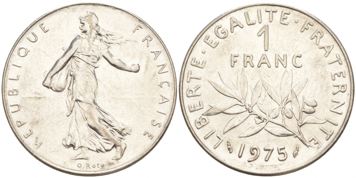 ФРАНЦИЯ 1 ФРАНК 1975 СЕЯТЕЛЬ KM 925.1 никель 68-117