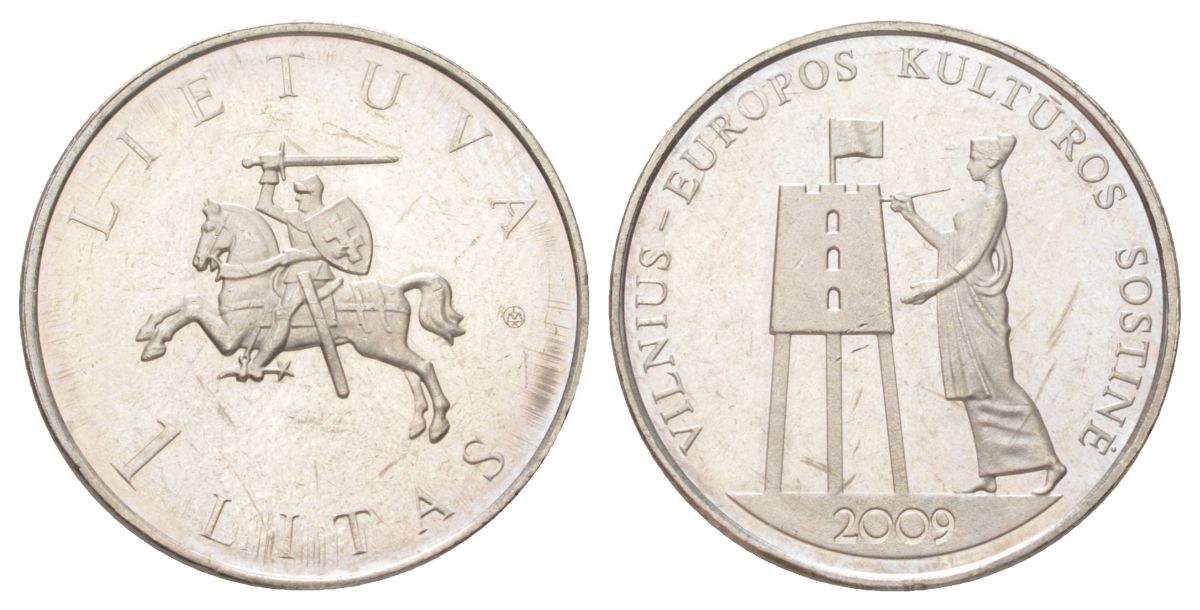 Литва 1 лит 2009 Вильнюс – культурная столица Европы KM 162 медно-никель UNC 4612-1036