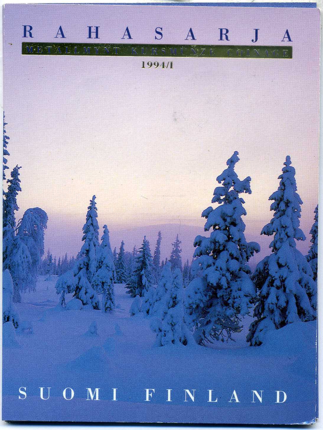 Финляндия госнабор из 5 монет плюс оригинальный жетон 1994 UNC 3-4-1-49