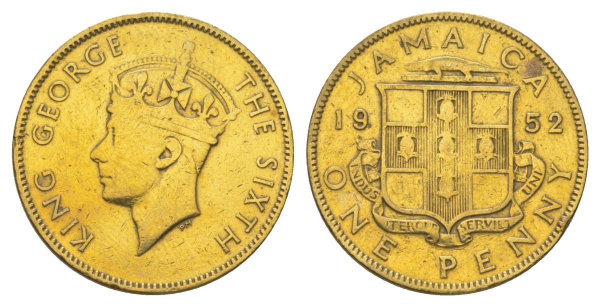 Ямайка 1 пенни 1952 KM 35 никель латунь 4628-614
