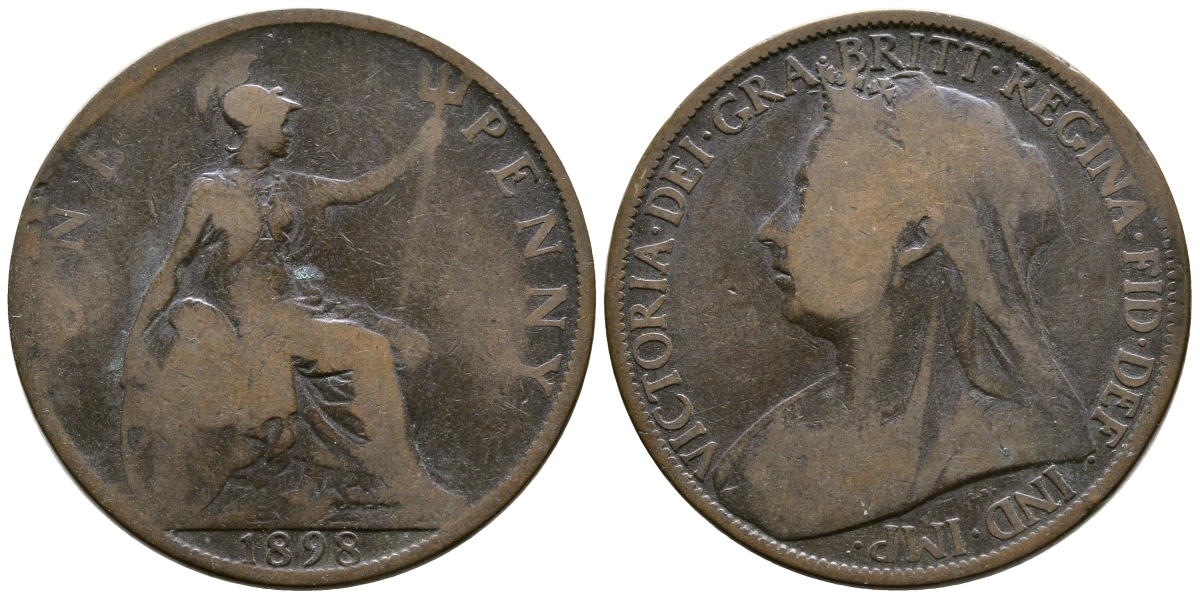 Великобритания 1 пенни 1898 Виктория (1837-1901) KM 790, Spink 3961 бронза 08-623