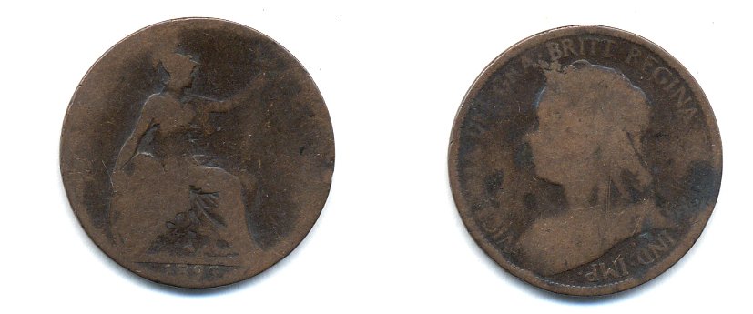 Великобритания 1/2 пенни 1899 Виктория (1837-1901) KM 789, Spink 3962 бронза 4379-655