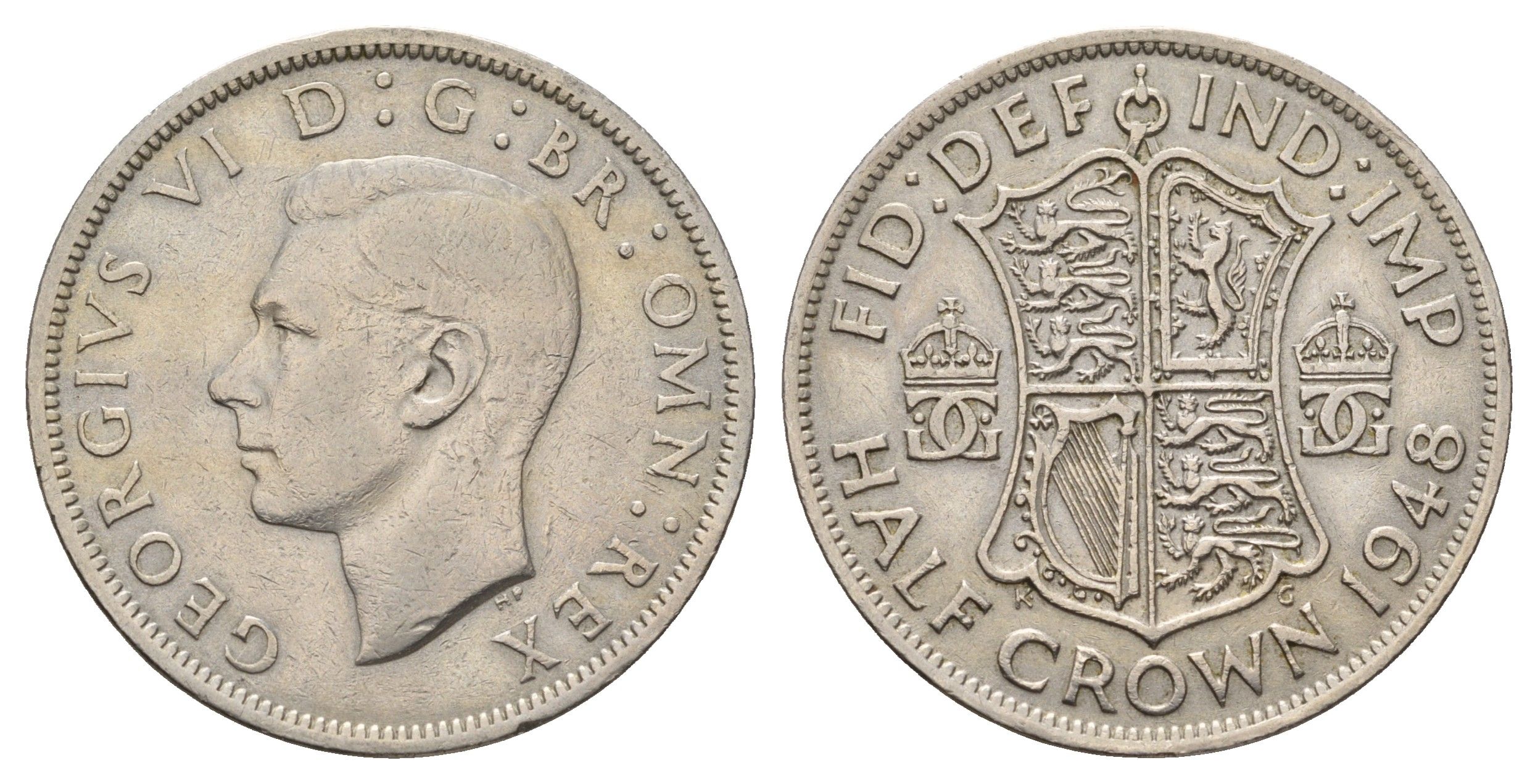 Великобритания 1/2 кроны 1948 Георг VI (1936-1952) KM 866, Spink 4101 медно-никель 3897-1225