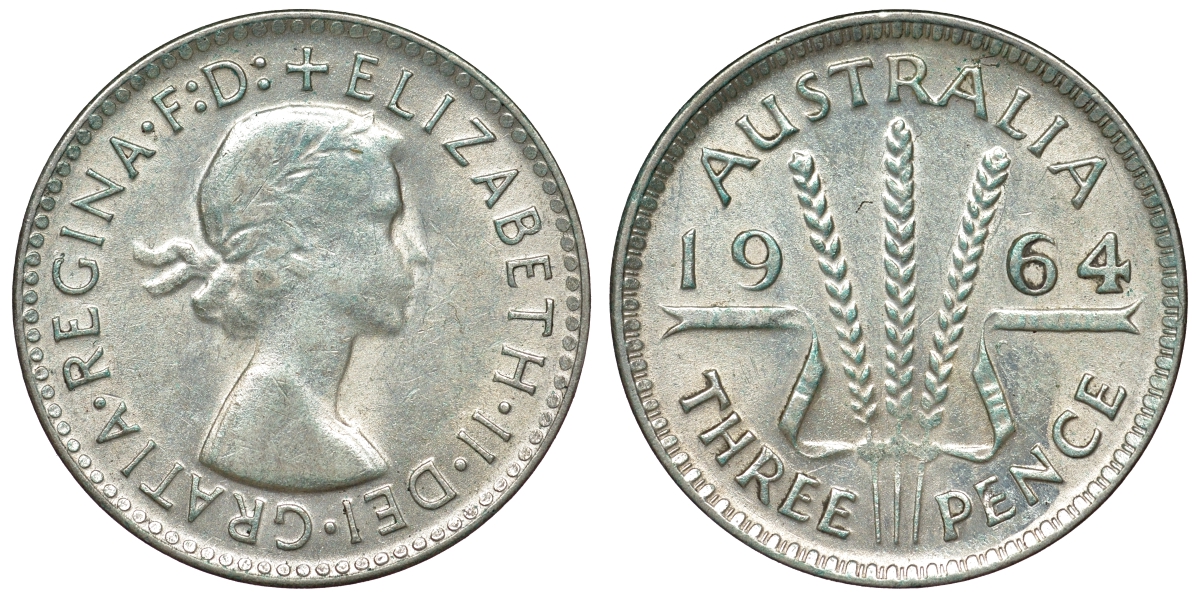 Австралия 3 пенса 1964 Елизавета II (1952-2022) KM 57 серебро 71-1014