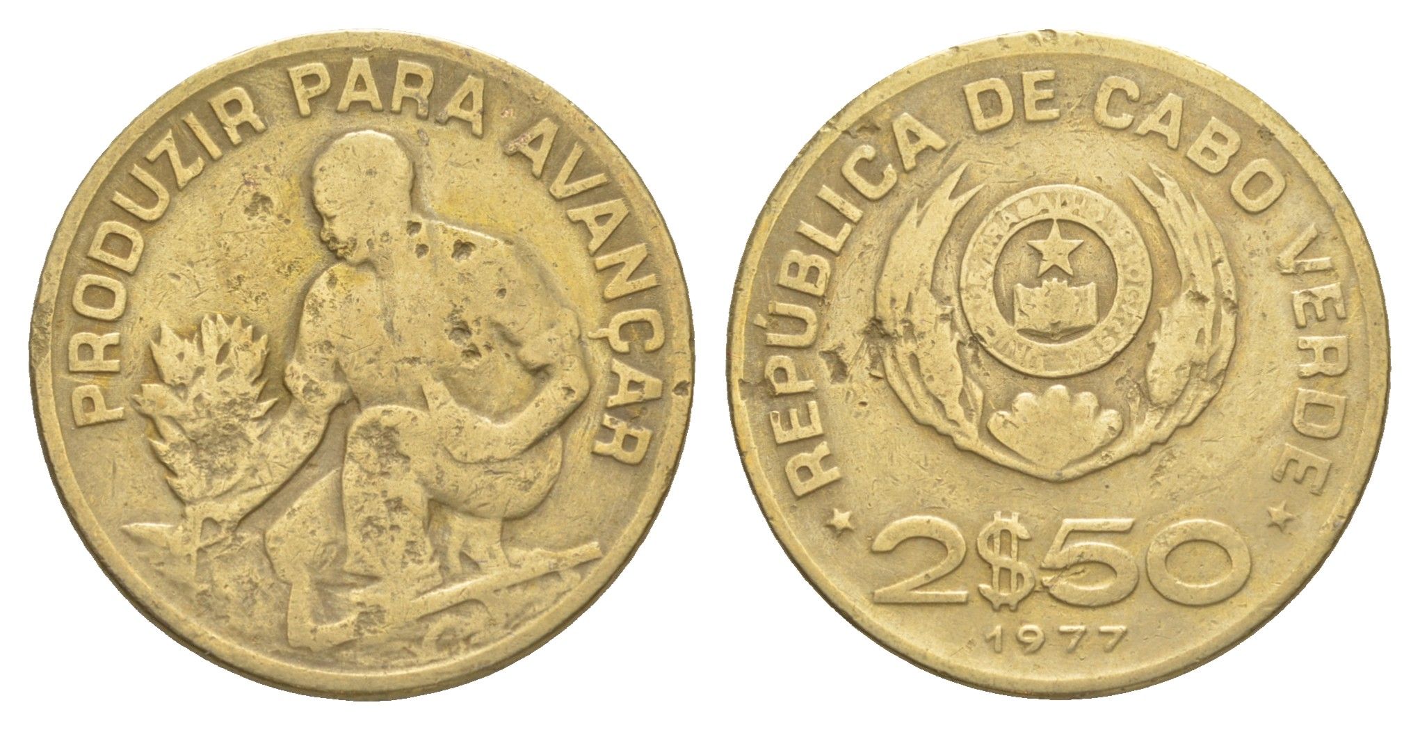 Кабо-Верде 2,5 эскудо 1977 KM 18 никель латунь 4514-926
