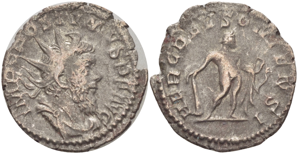 Римская Империя (императоры в Галлии) антониниан 260 - 269 Постум. IMP C POSTVMVS P F AVG / HERC DEVSONIENSI, Геркулес с палицей, луком и львиной шкурой, Колония Агриппины, Good Very fine RIC 64 биллон 1073-12-11