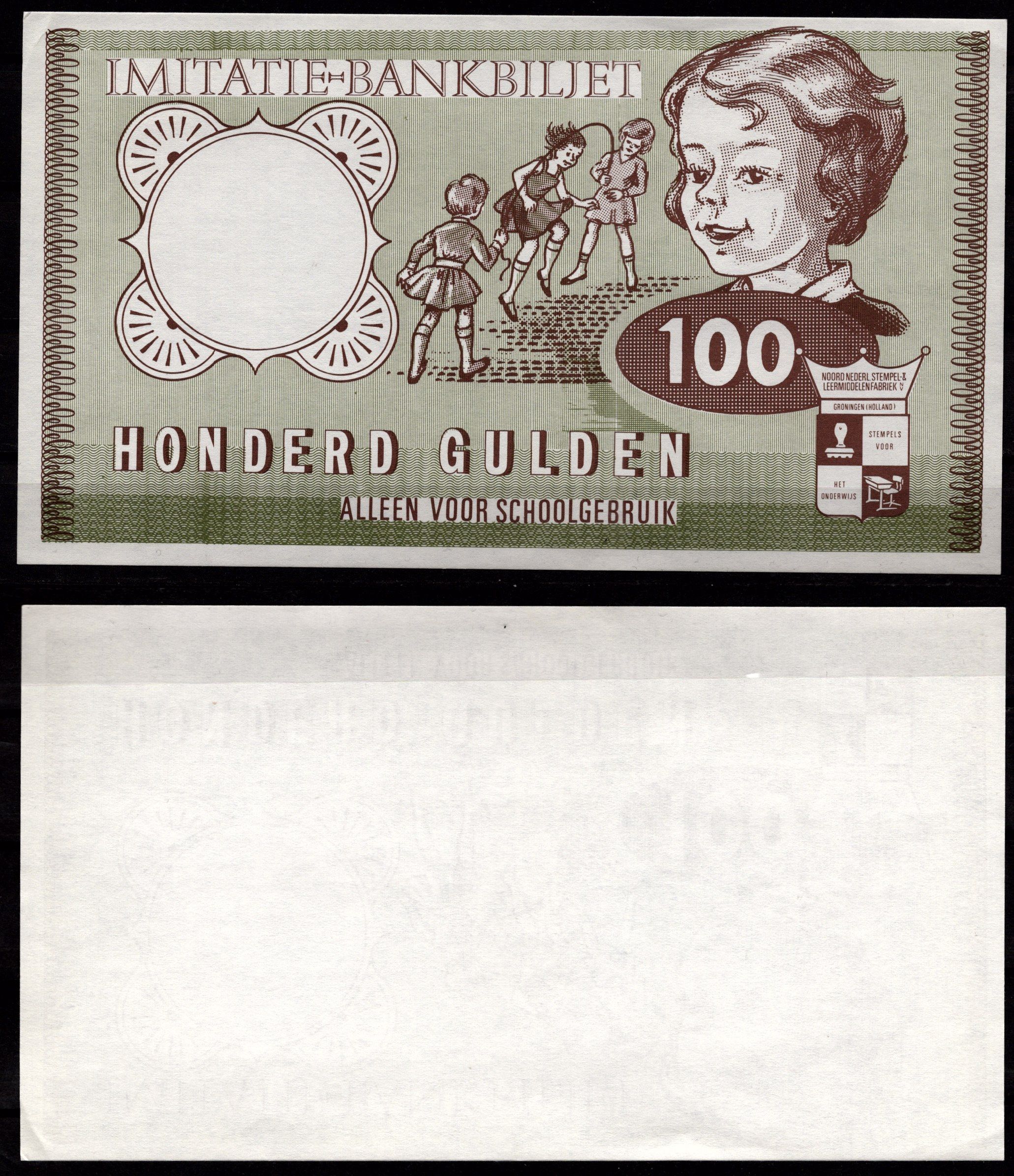 Нидерланды 100 гульденов ND школьные деньги, односторонний бумага UNC (пресс) 7457-9-3-2