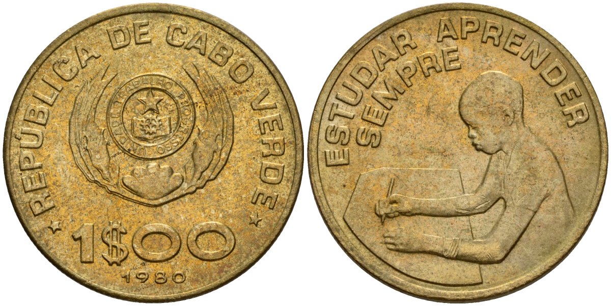 Кабо-Верде 1 эскудо 1980 KM 17 никель бронза UNC 4604-946