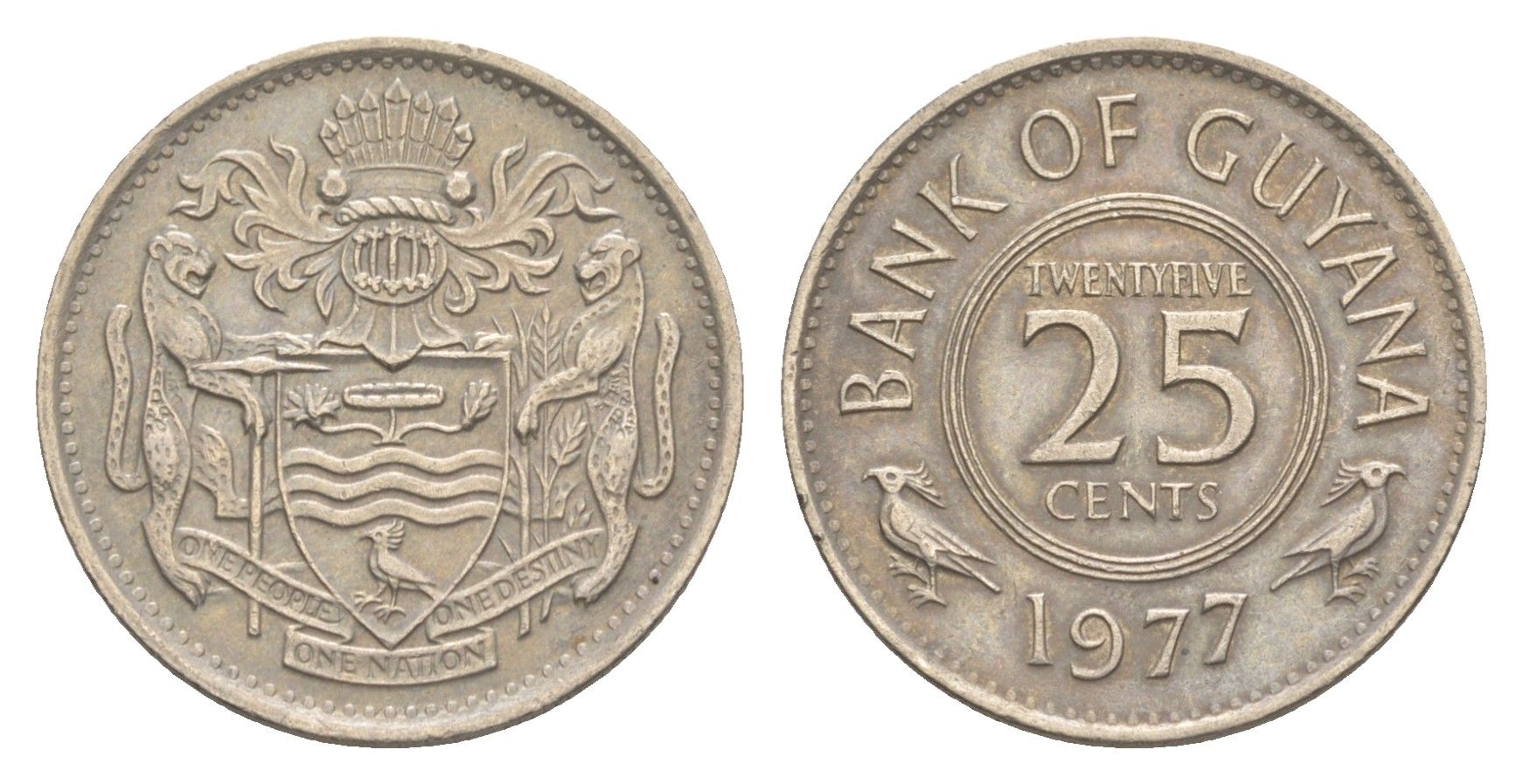 Гайана 25 центов 1977 KM 34 медно-никель 4613-218