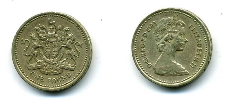 Великобритания 1 фунт 1983 Елизавета II (1952-2022) KM 933, Spink 4221 никель латунь 35-337