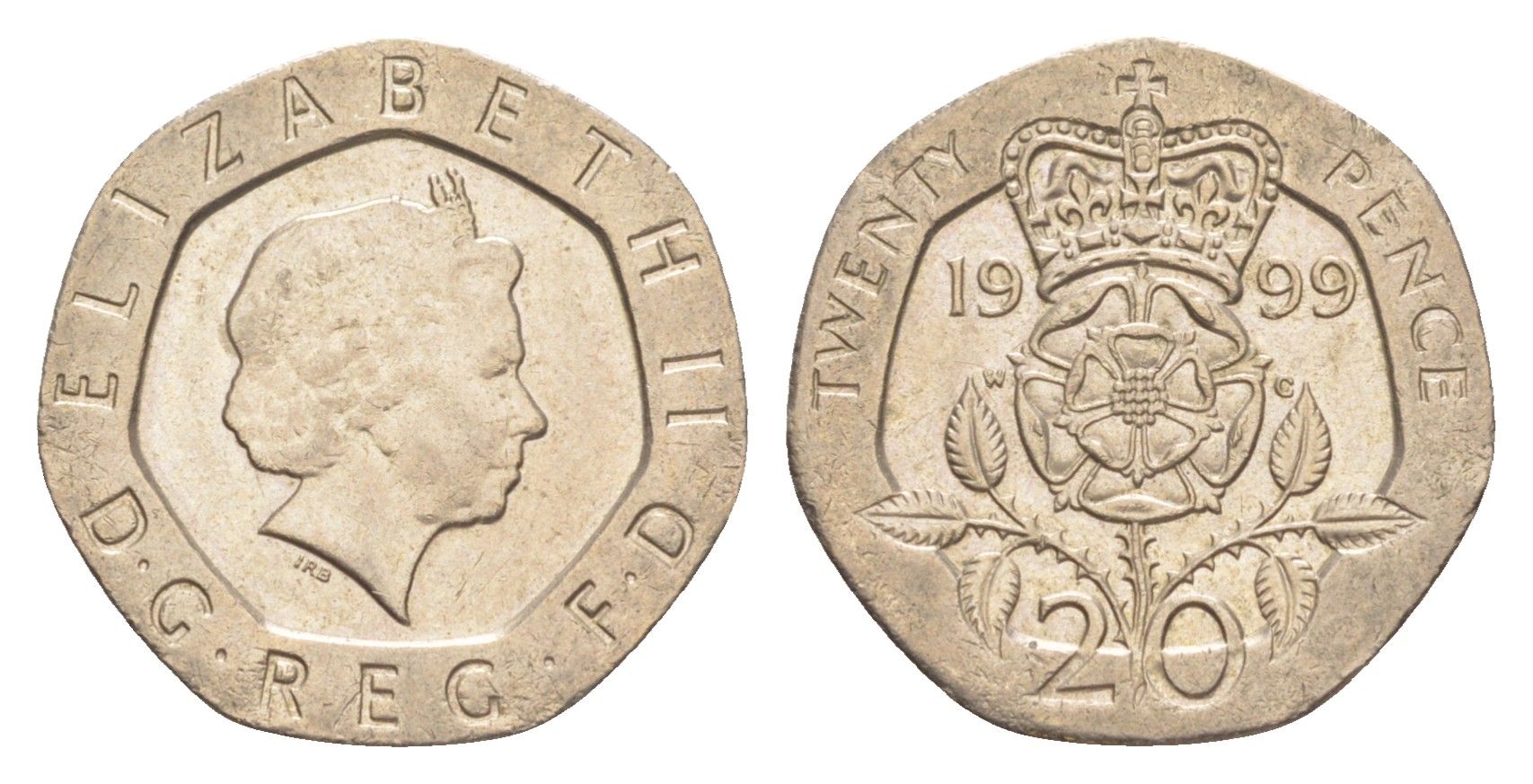 Великобритания 20 пенсов 1999 Елизавета II (1952-2022) KM 990, Spink 4630 (G3) медно-никель 4639-918