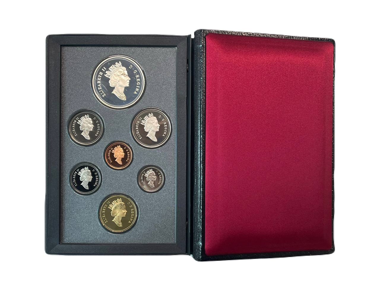 Канада набор из 7 монет (1, 5, 10, 25 и 50 центов; 1 доллар) 1993 100 лет Кубку Стенли, в оригинальной упаковке, с сертификатом подлинности KM 181, 182, 183, 184, 185, 186 и 235 PROOF 6-6-2-01