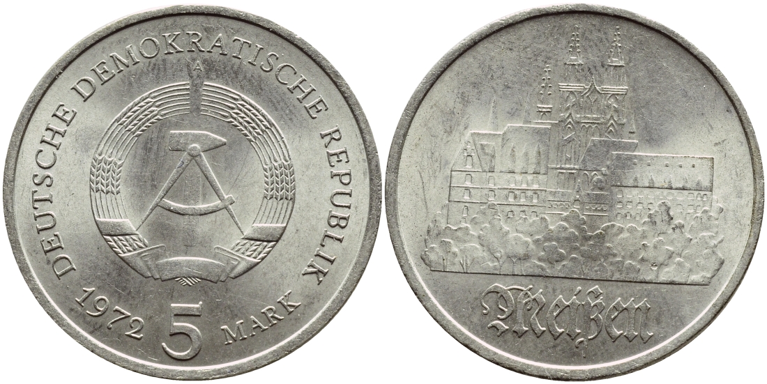 ГДР 5 марок 1972 А, Мейсенский собор KM 37, J. 1543 медно-никель aUNC 3333-842