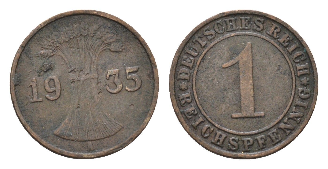 Германия 1 рейхспфенниг 1935 A KM 37, J.313 бронза 4684-1134