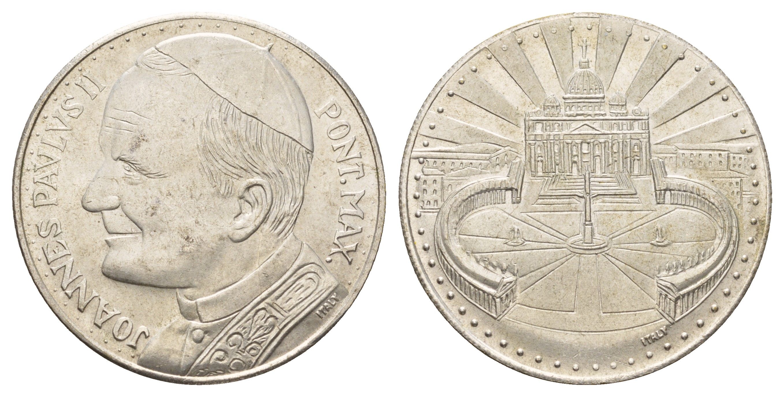 Ватикан медаль в честь избрание папой римским Иоанна Павла II ND (1978) Иоанн Павел II, Площадь Святого Петра, диаметр 35 мм, вес 15,7 гр медно-никель плакированный серебро 4117-913