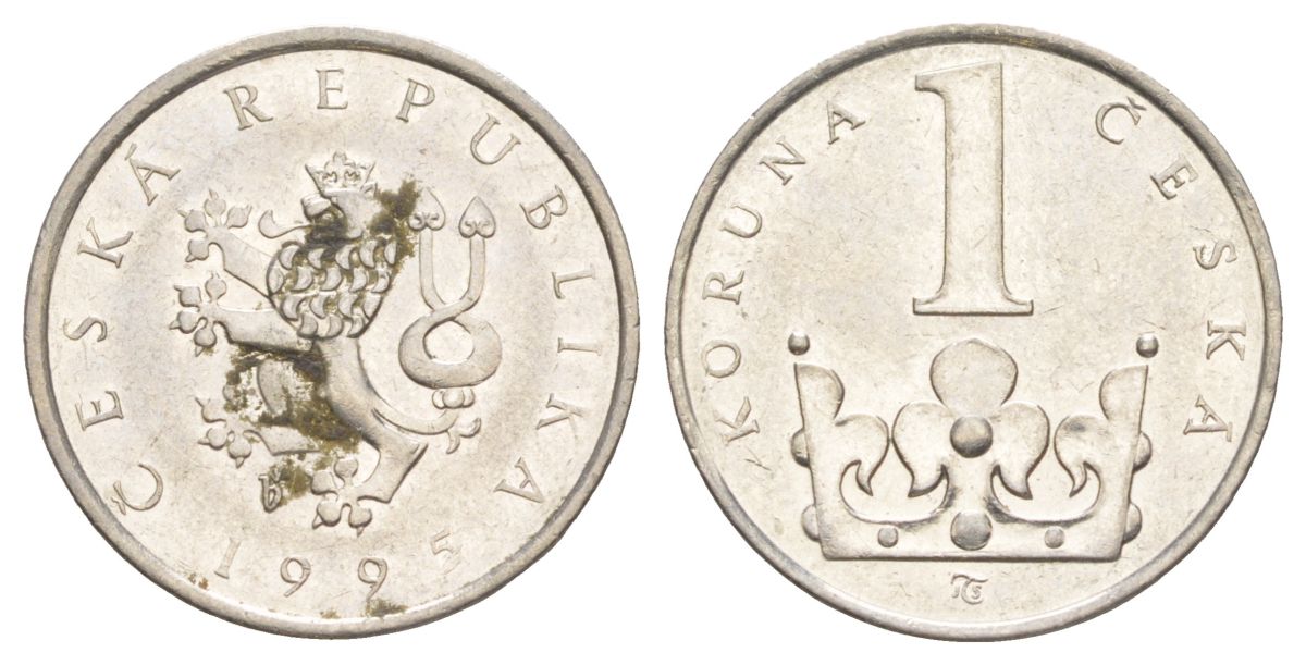 Чехия 1 крона 1995 KM 7 сталь плакированная никелем 4627-1234