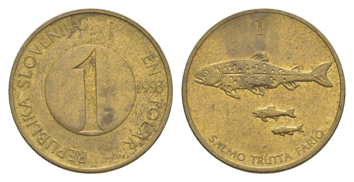 Словения 1 толар 1993 KM 4 латунь aUNC 4633-643