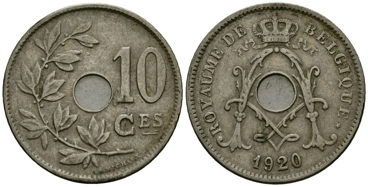 Бельгия 10 сантимов 1920 Belgique KM 85 медно-никель 4172-844