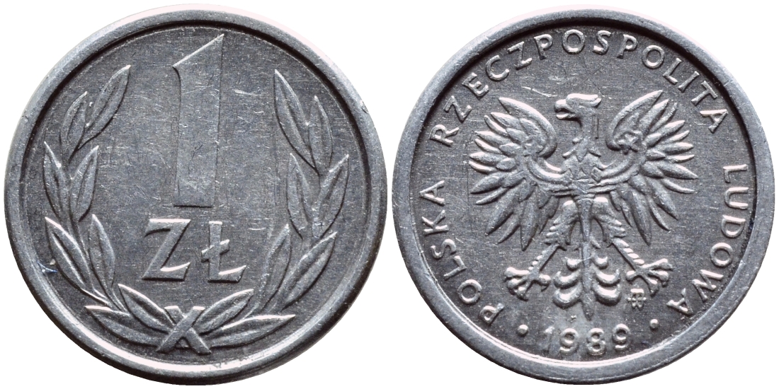 Польша 1 злотый 1989 MW KM 49.3, Parchimowicz 215a алюминий 3458-212