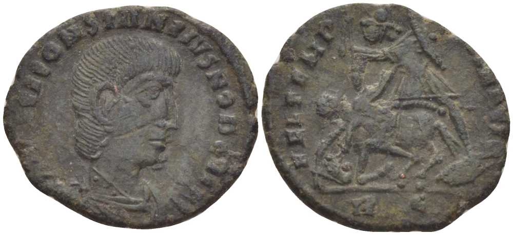 Римская Империя центенионалий 354 Констанций Галл в ранге цезаря, DN FL CL CONSTANTIVS NOB CAES / император, поражающий персидского всадника, FEL TEMP REPARATIO, Рим, (степень редкости R3) RIC 274 биллон 1073-17-93