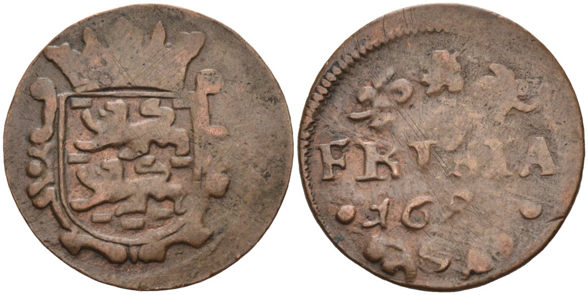 Фризия (Friesland), Нидерланды 1 дуит 168X KM 61 медь 4577-346