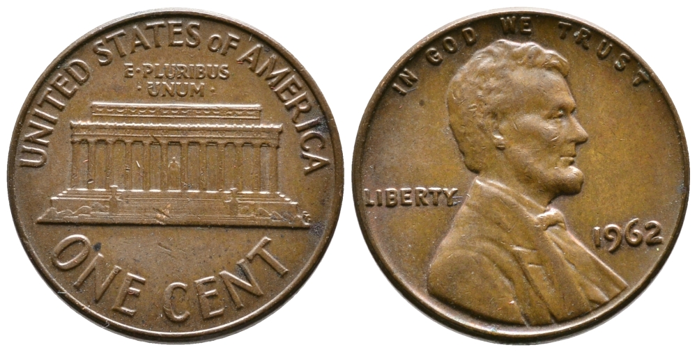 США 1 ЦЕНТ 1962 ЛИНКОЛЬН KM 201 медь цинк 177-1316