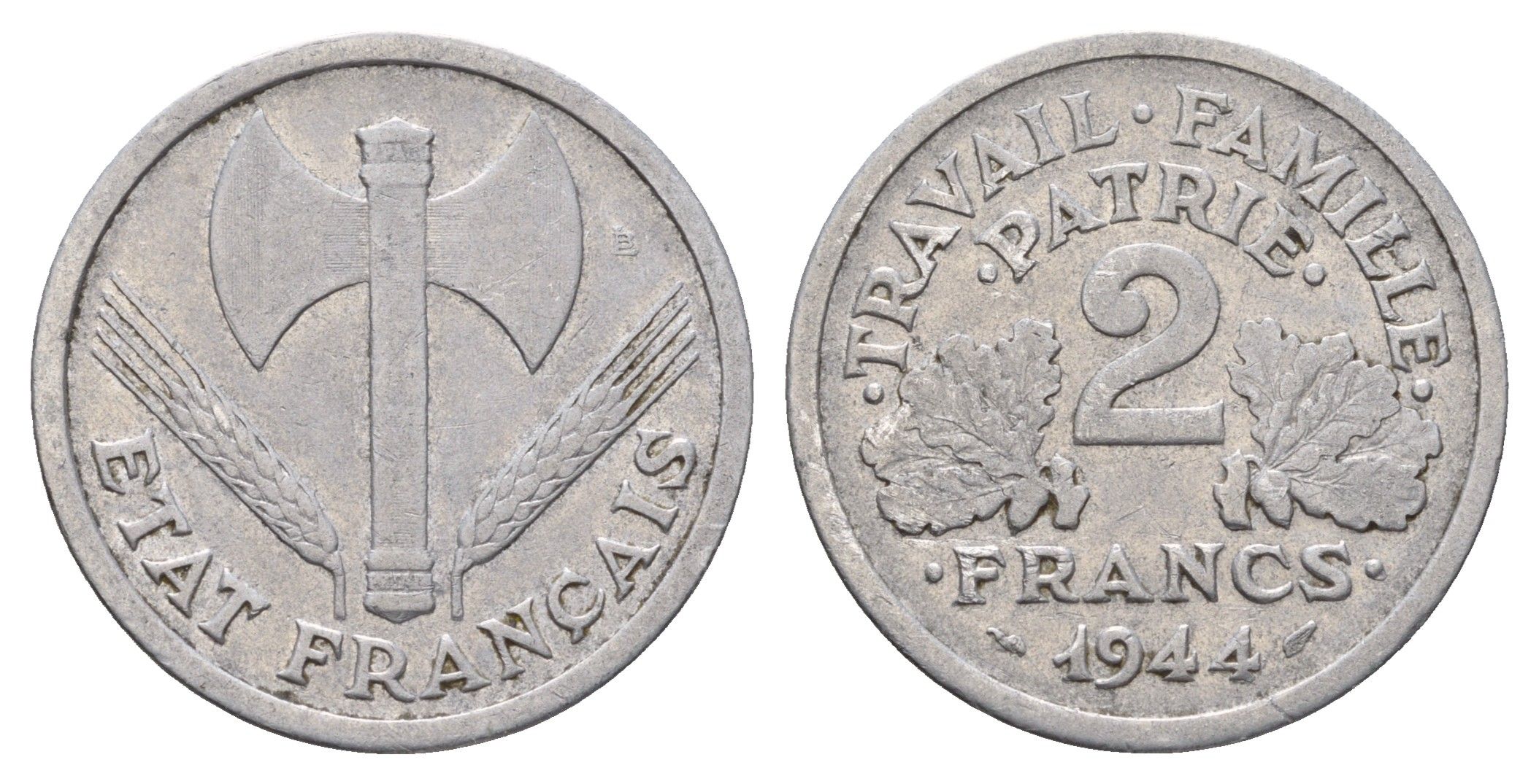 Франция 2 франка 1944 KM 904 алюминий 3856-431