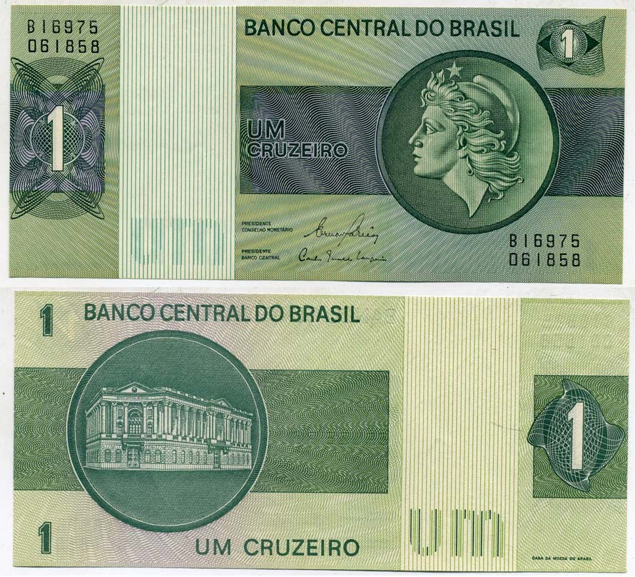 БРАЗИЛИЯ 1 КРУЗЕЙРО 1980 СЕРИЯ В 16975, ПОДПИСЬ 20, ГОЛОВА СВОБОДЫ Pick 191Aс бумага UNC (ПРЕСС) 7207-14-3