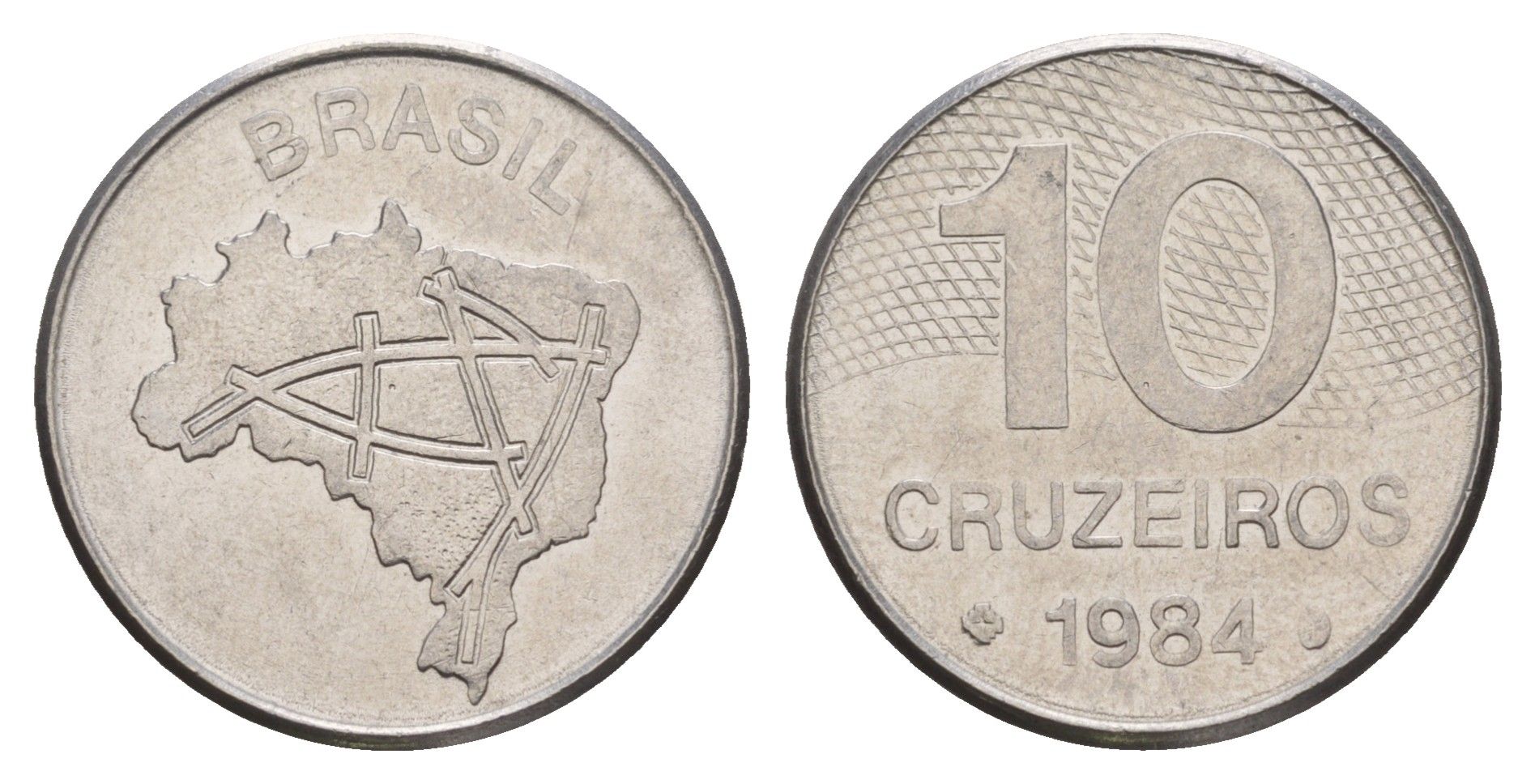 Бразилия 10 крузейро 1984 KM 592.1 нержавеющая сталь 4656-1257