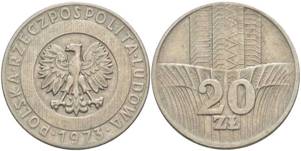 Польша 20 злотых 1973 монетный двор Кремница KM 67, Parchimowicz 245a медно-никель 4542-1145