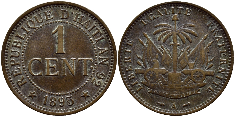 Гаити 1 сантим 1895 А KM 48 бронза 62-927