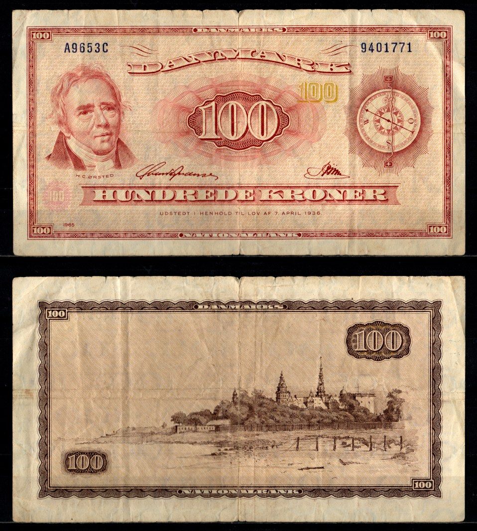 Дания 100 крон 1965 Pick 46 d (2) бумага 2198-15-3-2