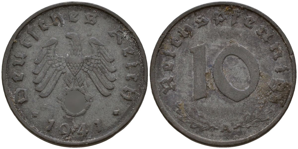 Германия 10 рейхспфеннигов 1941 A KM 101, J.371 цинк 4148-733