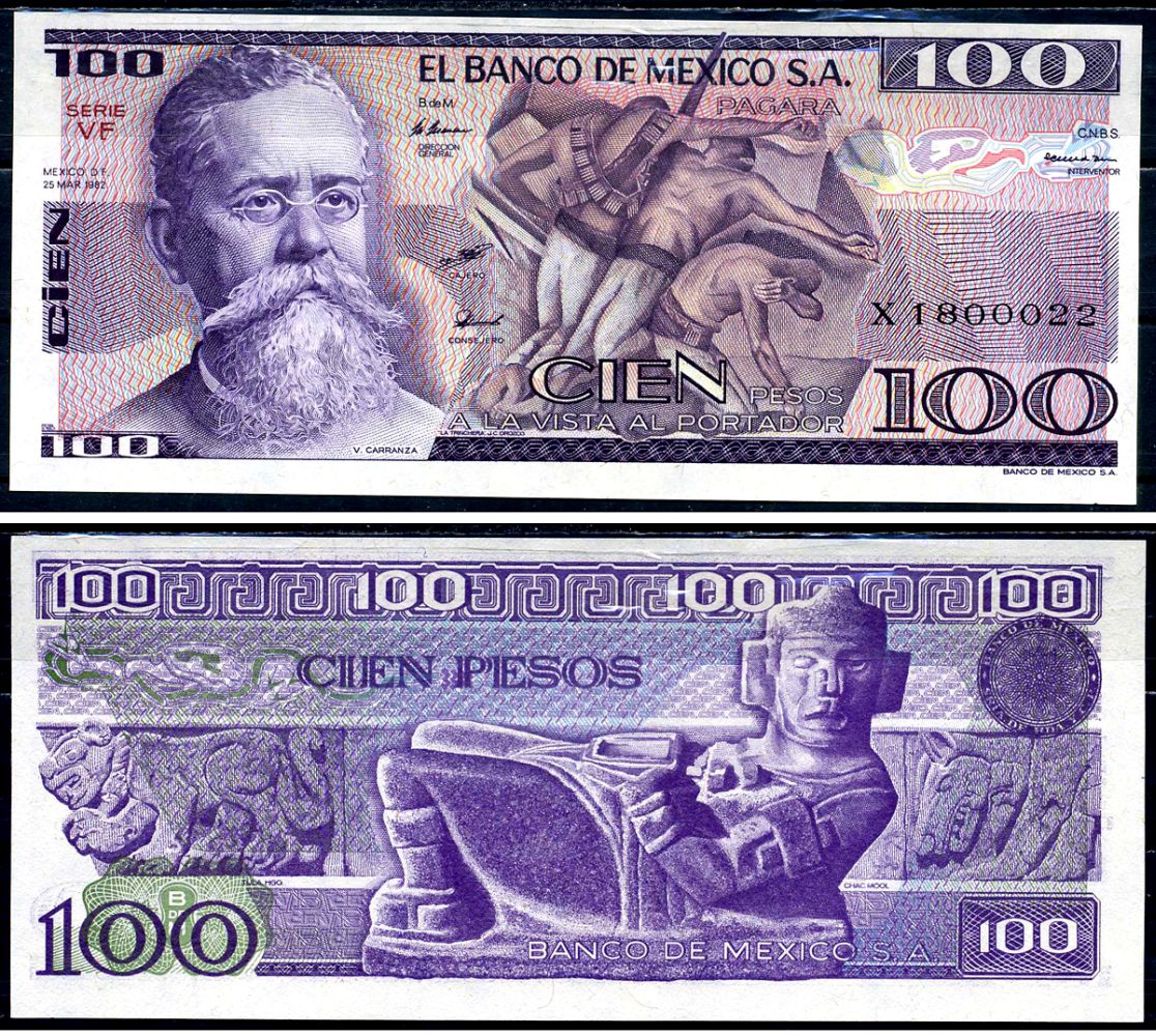 Мексика 100 песо 1982 Pick 74c бумага UNC (пресс) 6281-46-2-1